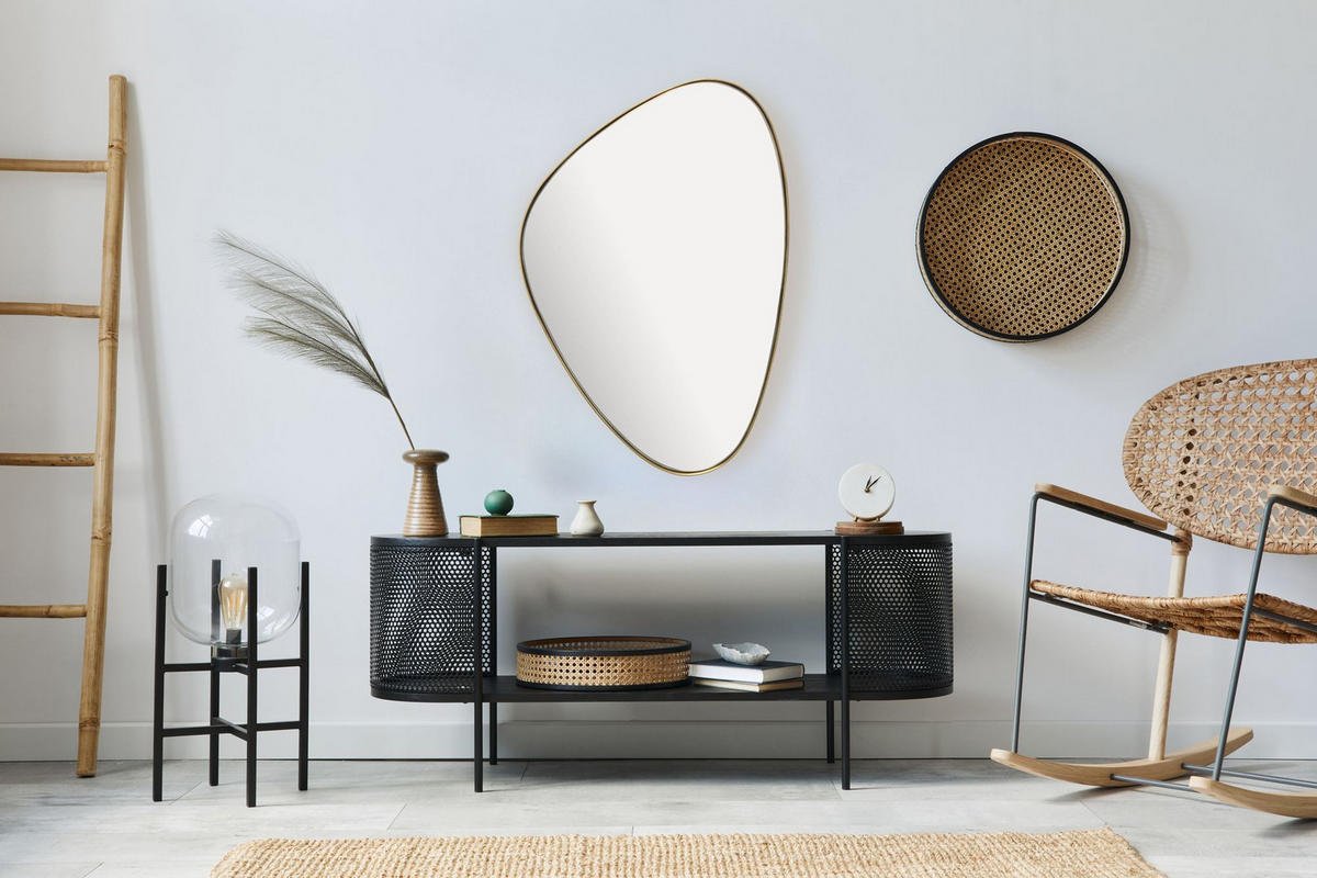 WANDSPIEGEL Asymmetrisch Metall Gold 46x70 cm Modern - Goldfarben, Glas (46/70/3cm) - KADIMA DESIGN