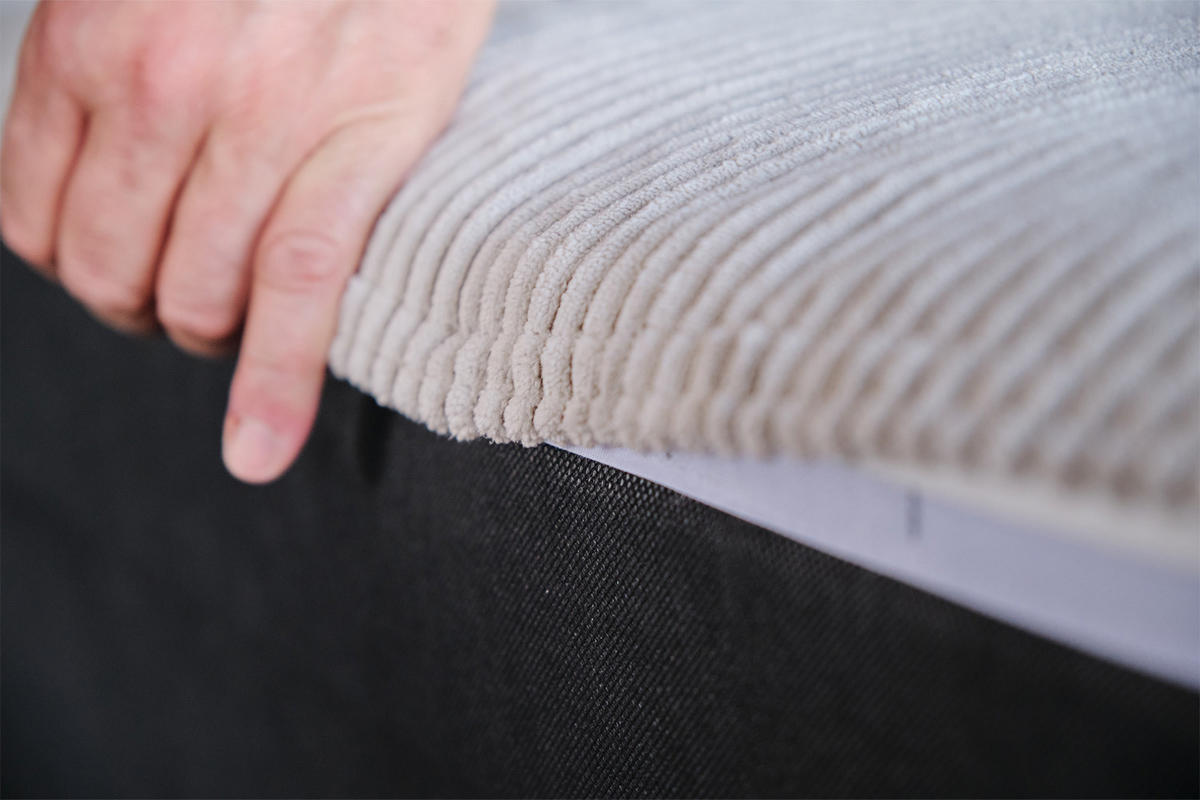 MODULSOFA WIOLO SOFT 5 MODULE 5 KISSEN Hellgrau Cord - Hellgrau/Schwarz, Kunststoff/Textil (333/84/222cm) - KAWOLA