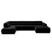 6-SITZER modulares Wohnlandschaft U XXL VEER SET 4 Links, 368 x 190 cm, Chenille Webstoff Anthrazit - Anthrazit/Schwarz, Holz/Kunststoff (368/75/190cm) - Muffo