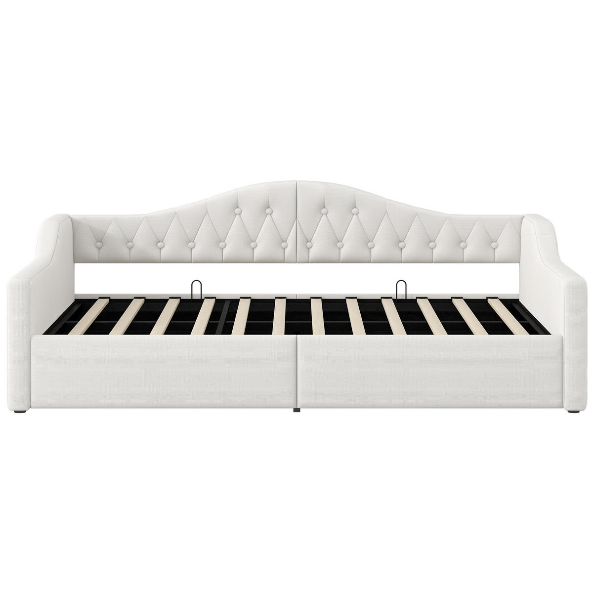 POLSTERBETT 90/200 cm Beige mit Stauraum und LED-Beleuchtung - Beige, Holzwerkstoff (90/200cm) - Flora Grace