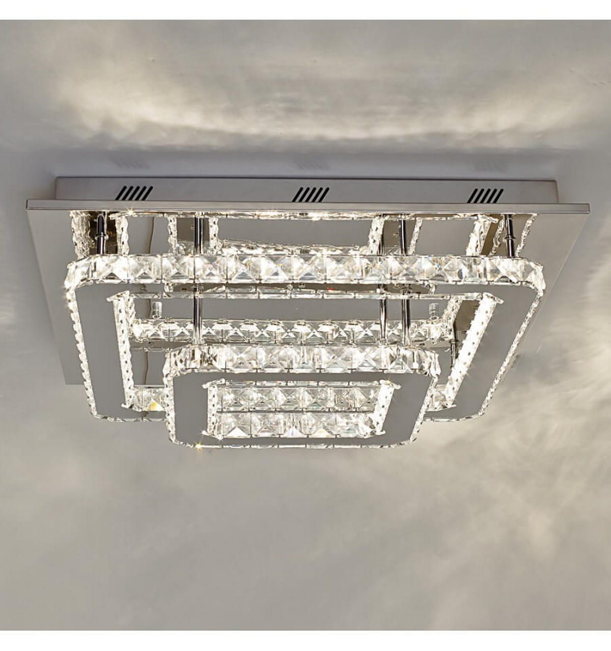 DECKENLEUCHTE Wade, Silber/Chrom, 55cm - Chromfarben, Glas (55/55/18cm) - KOSILUM