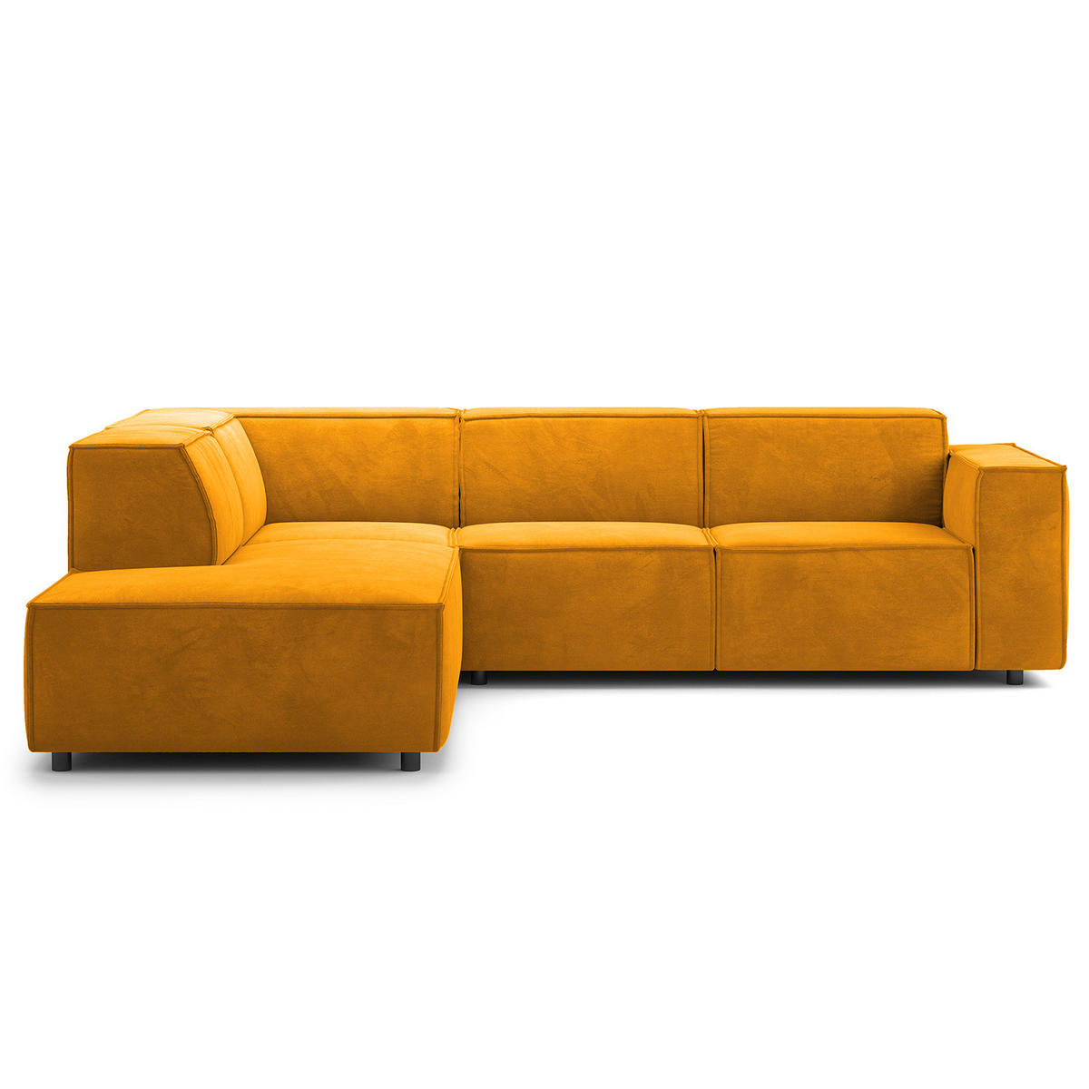 ECKSOFA mit Ottomane - Gelb/Schwarz, Kunststoff/Textil (260/234cm) - home24