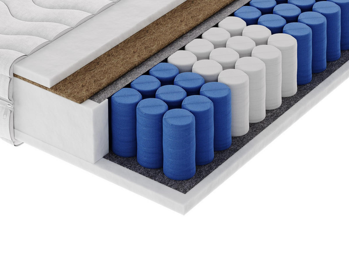 TASCHENFEDERKERNMATRATZE AVENYA 200x200, H3/H4, Höhe ca.: 19 cm - Weiß, Textil (200/200cm) - MASSENO