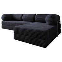 ECKSOFA ETERA modulares Boneless Sofa mit Schlaffunktion Schwarz Cordstoff - Schwarz, Textil (270/160cm) - MASSENO