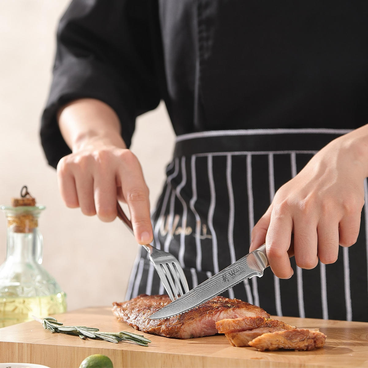 STEAKMESSERSET 4-tlg. 12 cm - Braun, Holz/Metall (24cm) - Wakoli