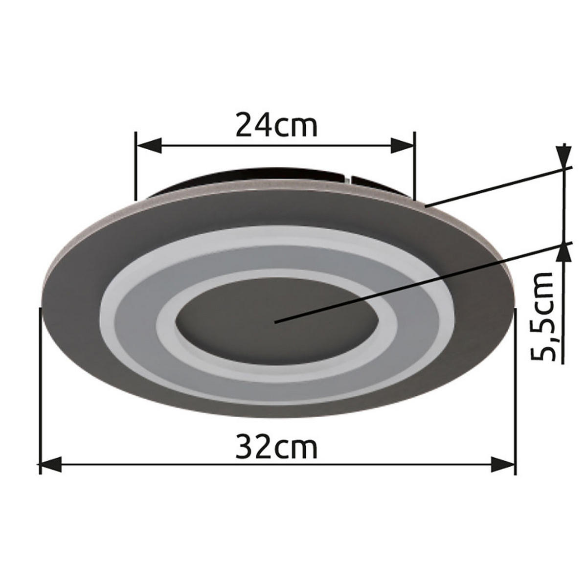 LED DECKENLEUCHTE Jayden Grau Metall - Grau, Metall (32/32/5.5cm) - Globo Lighting