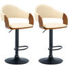 BARHOCKER 2er Set Lederlook walnuss/creme - Walnussfarben/Creme, Textil (50/89/49cm) - CLP