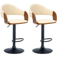 BARHOCKER 2er Set Lederlook walnuss/creme - Walnussfarben/Creme, Textil (50/89/49cm) - CLP