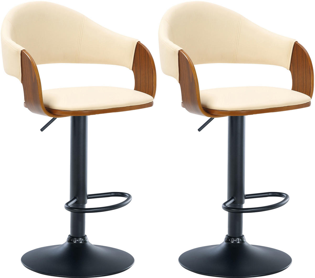 BARHOCKER 2er Set Lederlook walnuss/creme - Walnussfarben/Creme, Textil (50/89/49cm) - CLP