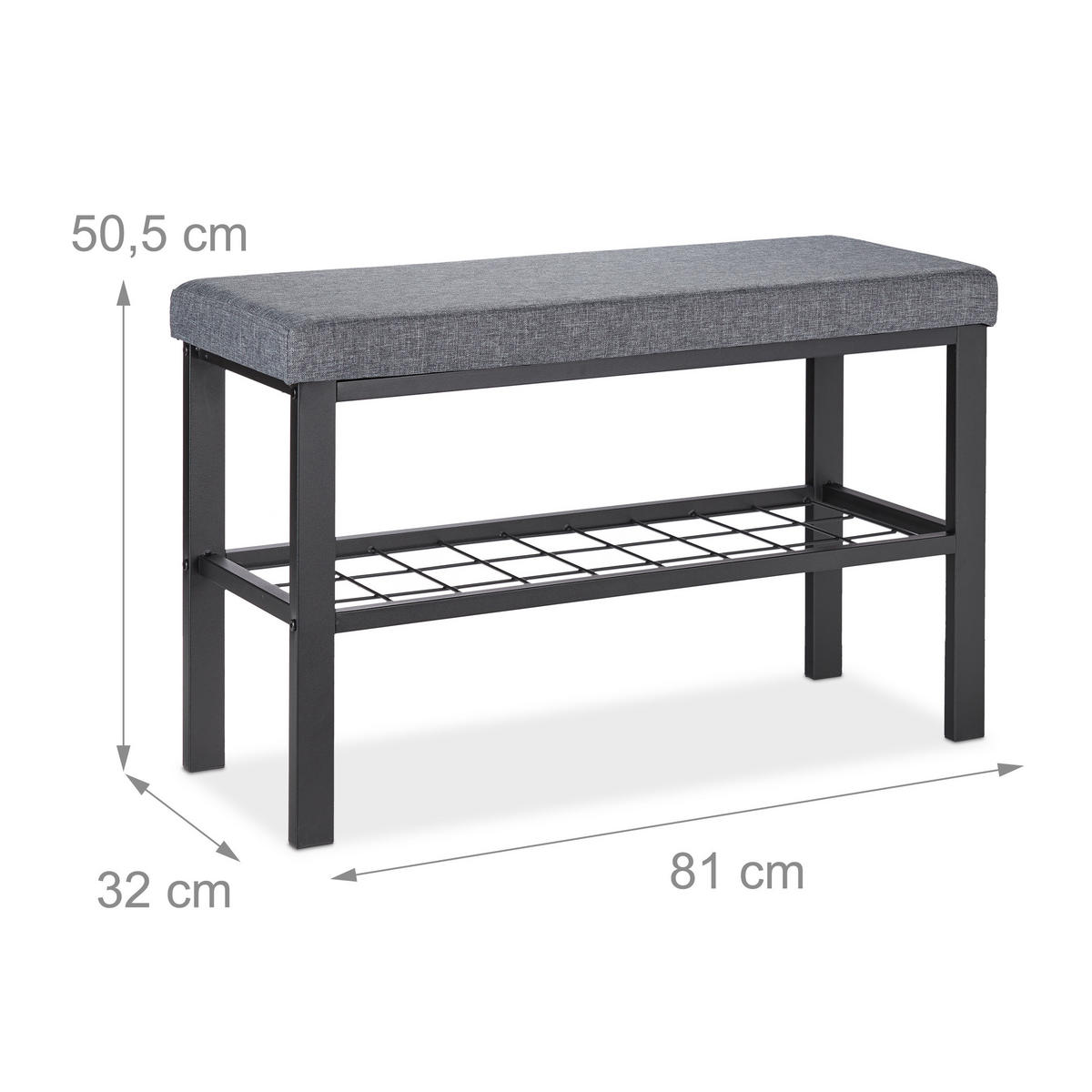 SCHUHBANK - Multicolor, Holzwerkstoff/Textil (81/50.5/32cm) - Relaxdays