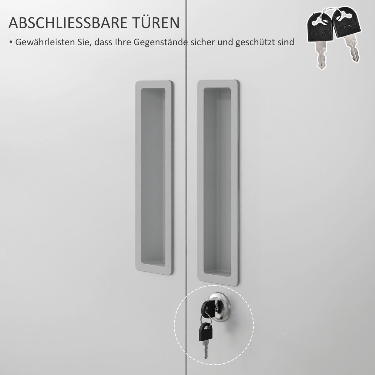 AKTENSCHRANK mit 2 Türen, Weiß - Weiß, Metall (80/180/40cm) - HOMCOM