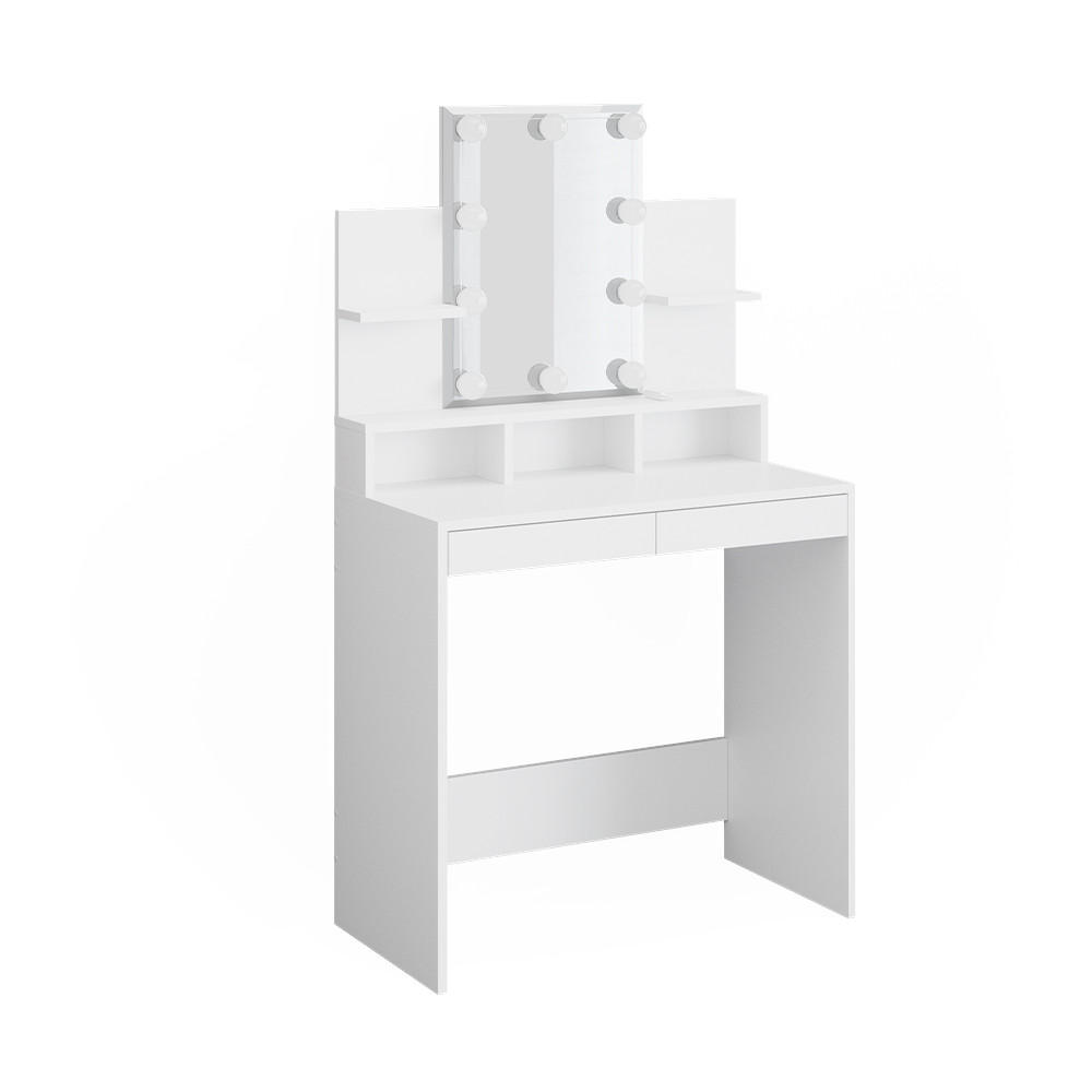 SCHMINKTISCH Ania Weiß 80 cm mit LED Beleuchtung - Weiß, Holzwerkstoff (80/139.6/40cm) - Vicco