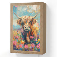 NÁSTĚNNÁ LAMPA Skotský horal - Příroda - Barevné - Květiny 20x30 cm - různobarevná, kompozitní dřevo (20/30/8cm) - OnlyWow