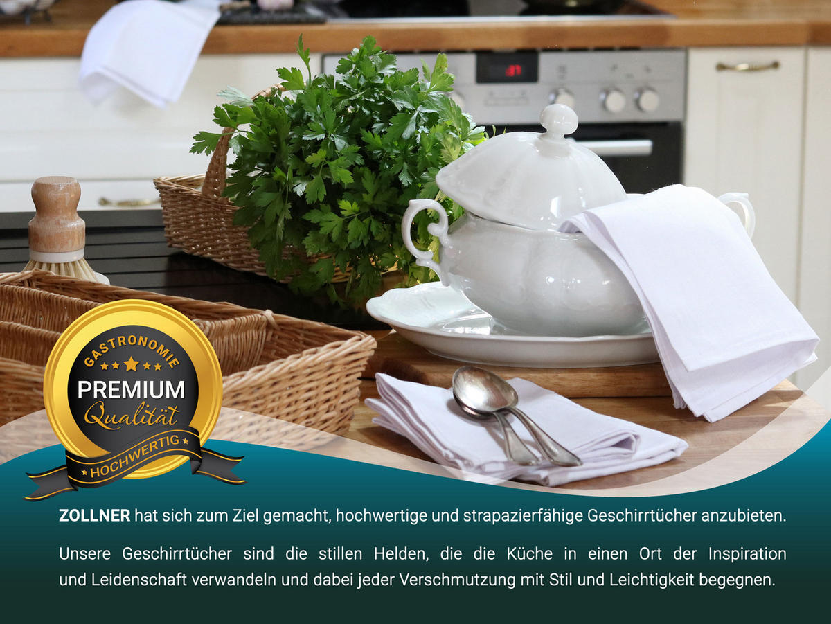 GESCHIRRTÜCHER, 4er-Set, 50x70 cm, 100% Leinen, Weiß - Weiß, Textil (50/70cm) - Zollner