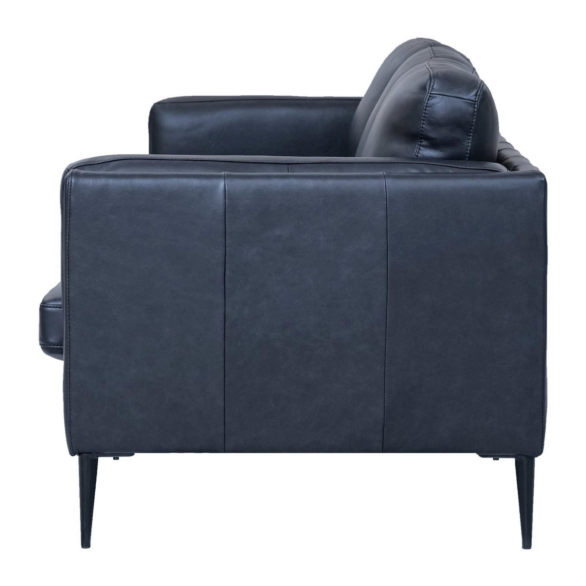 DREISITZER-SOFA Echtleder Schwarz - Schwarz, Leder/Metall (220/83/88cm) - Furnhouse