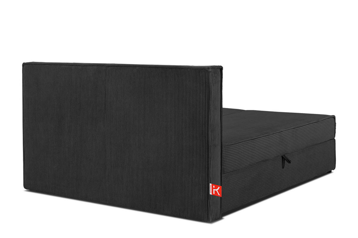 BOXSPRINGBETT ROTI mit Stauraum, dunkelgrau - Dunkelgrau/Schwarz, Holz/Holzwerkstoff (140/200cm) - KONSIMO®