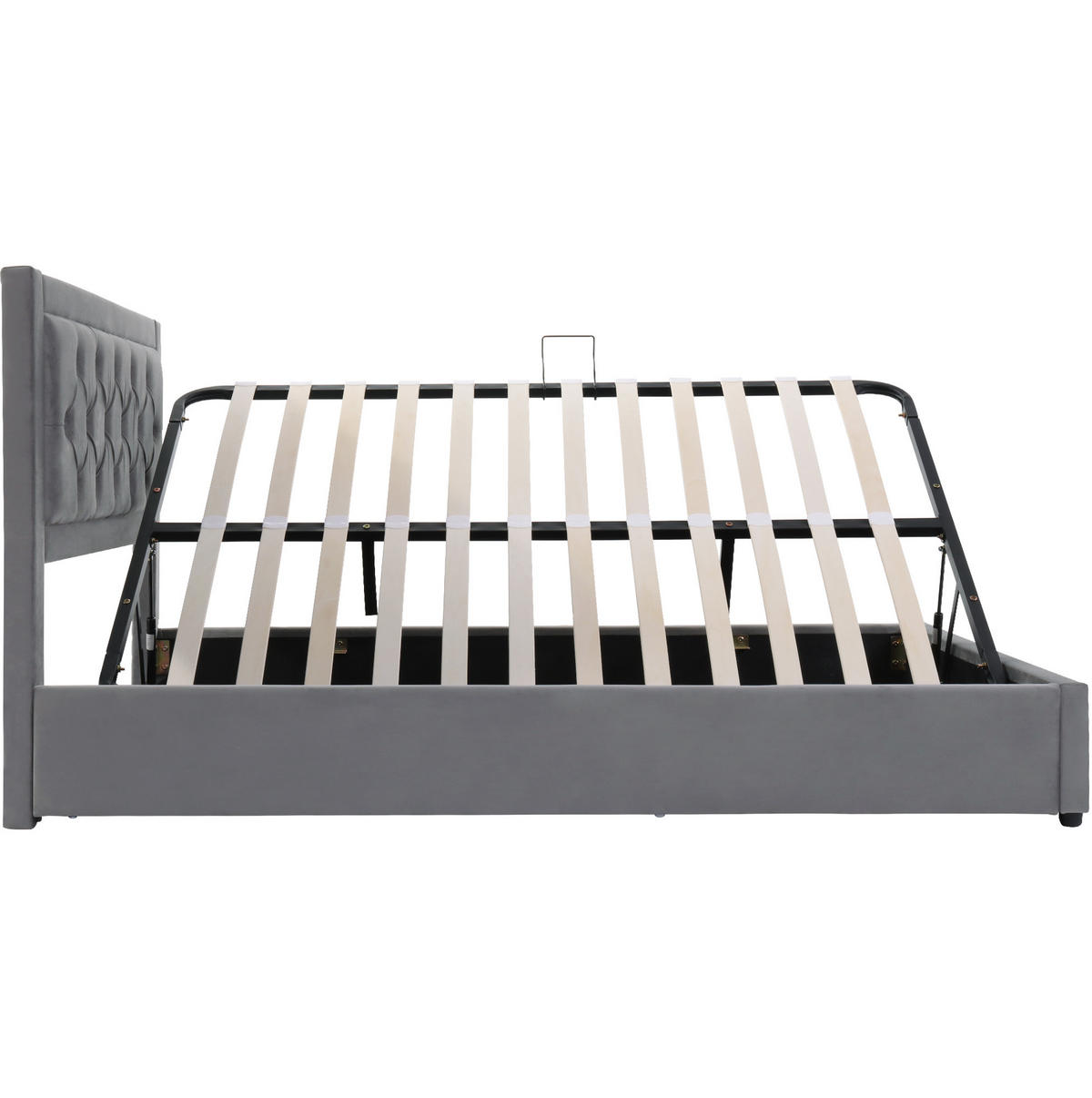 POLSTERBETT mit Bettkasten 140x200 cm Samt Grau - Grau, Metall (140/200cm) - Meubliv