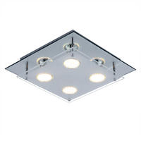 LED DECKENLEUCHTE Glas Chrom Silber - Silberfarben, Glas (27/27/8cm) - Globo Lighting