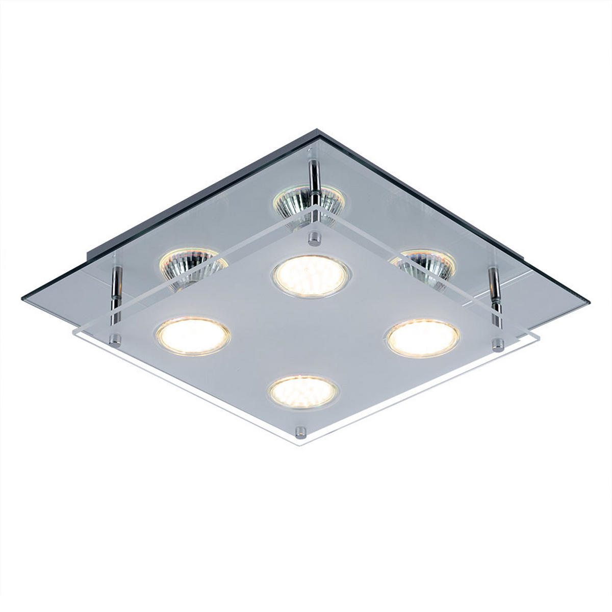 LED DECKENLEUCHTE Glas Chrom Silber - Silberfarben, Glas (27/27/8cm) - Globo Lighting