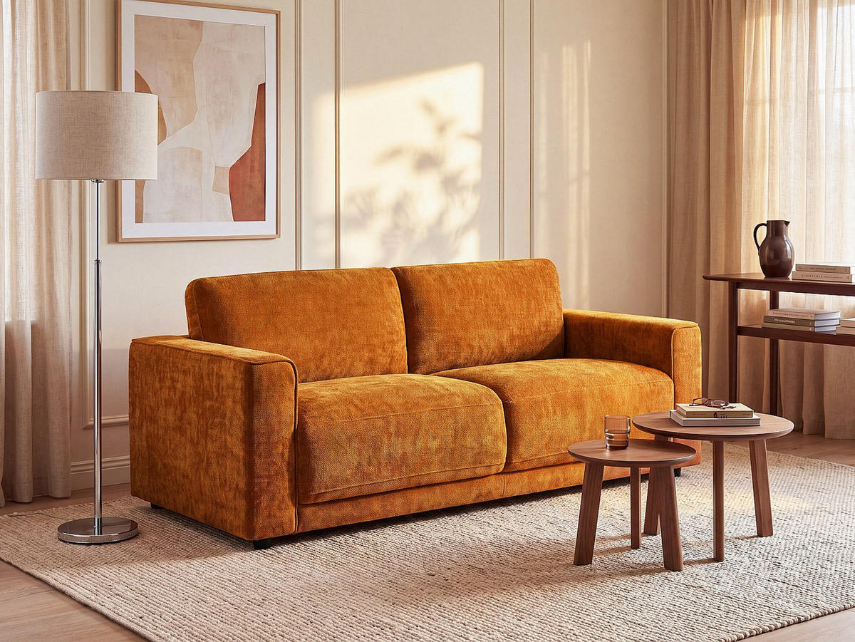 SOFA - 3 Personen - stoff - terracotta Netuso - Terracotta, Kunststoff/Textil (200/82/89cm) - Vente-Unique