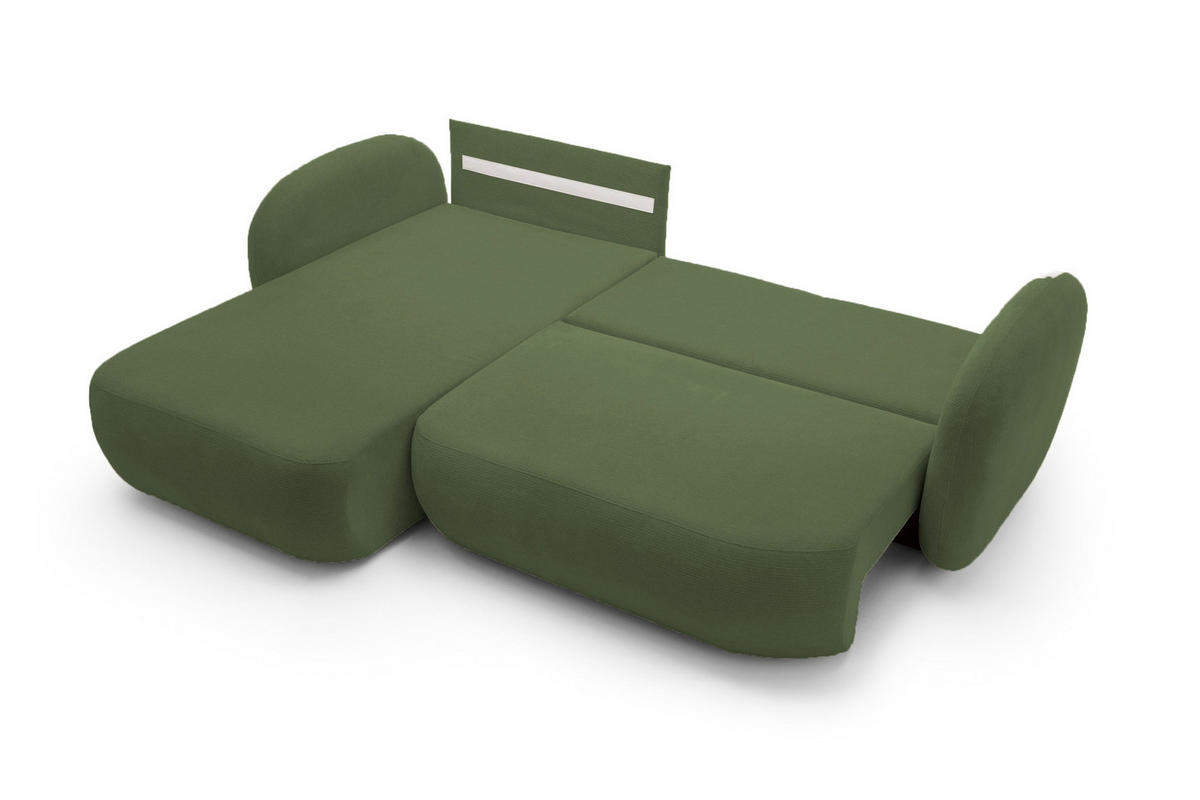 ECKSOFA OLIO L-Form Schlaffunktion mit Bettkasten, lose Rückenkissen, freistehend, LINKS 174x248 cm Green - Grün, Holz/Textil (174/248cm) - DomoHome