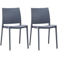 GARTENSTUHL 2er Set Kunststoff Grau - Grau, Kunststoff (42/81/49cm) - CLP