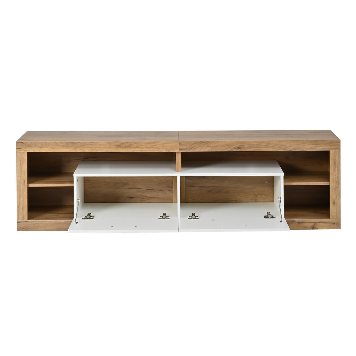 TV-ELEMENT180X35,5X50CM mit App-gesteuerter LED-Beleuchtung für 75-Zoll-TV - Naturfarben, Holz (46.51/13.31/131.7cm) - Raelunyi