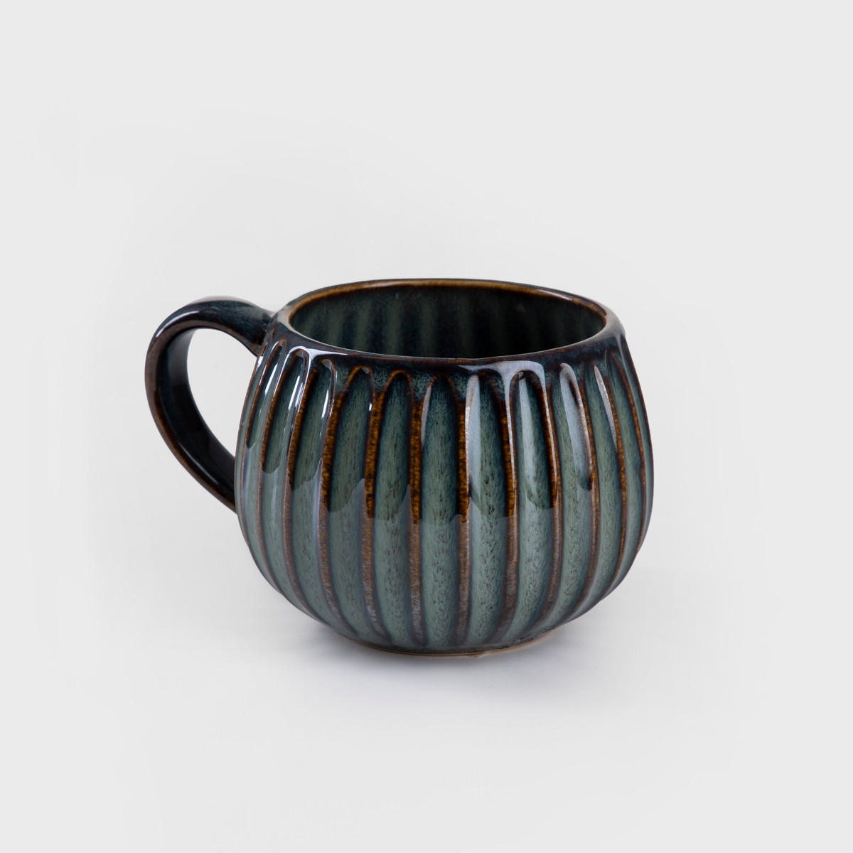 BECHER Almos blau gestreift 0,32 l - Blau, Keramik (0.32L) - Homla