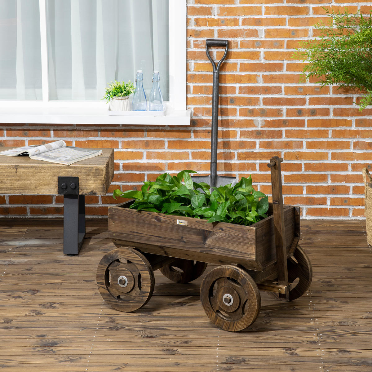 HOCHBEET, Tannenholz, Verkohlt - Braun, Holz (53/55/120cm) - Outsunny