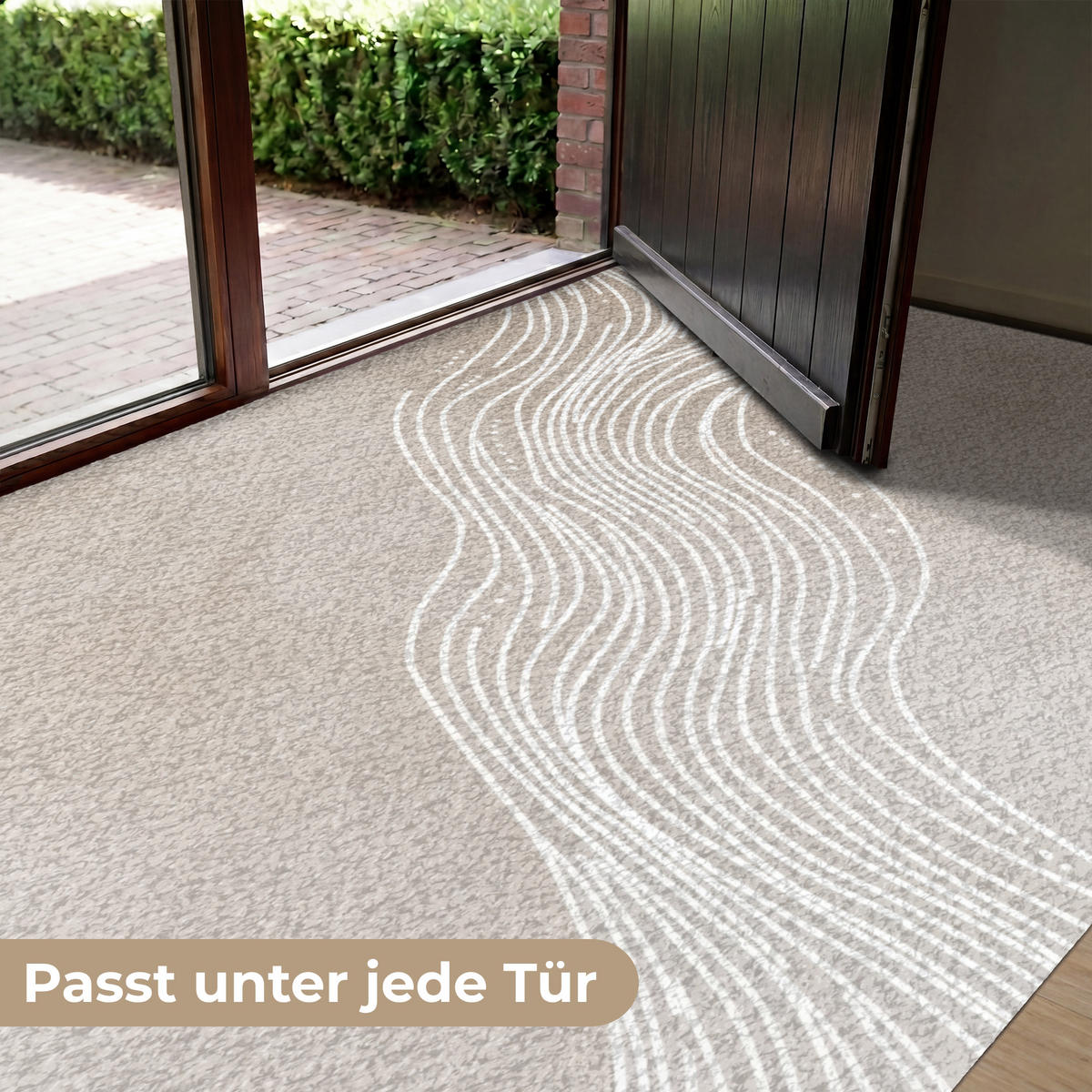 FUSSMATTE Wellenlinien - Fließend - Sandfarben Fußabtreter 180x120 cm - Beige, Kunststoff (180/120cm) - MuchoWow
