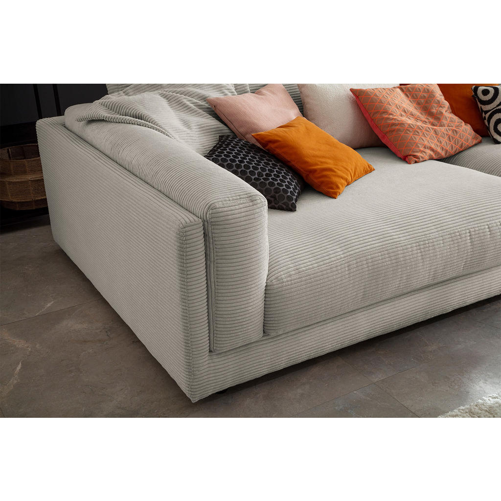 Thumbnail - Kawola Big, Greige, Textil, Echtholz, 3-Sitzer, Füllung: Komfortschaum, 294x85x150 cm, Wohnzimmer, Sofas & Couches, Sofa...