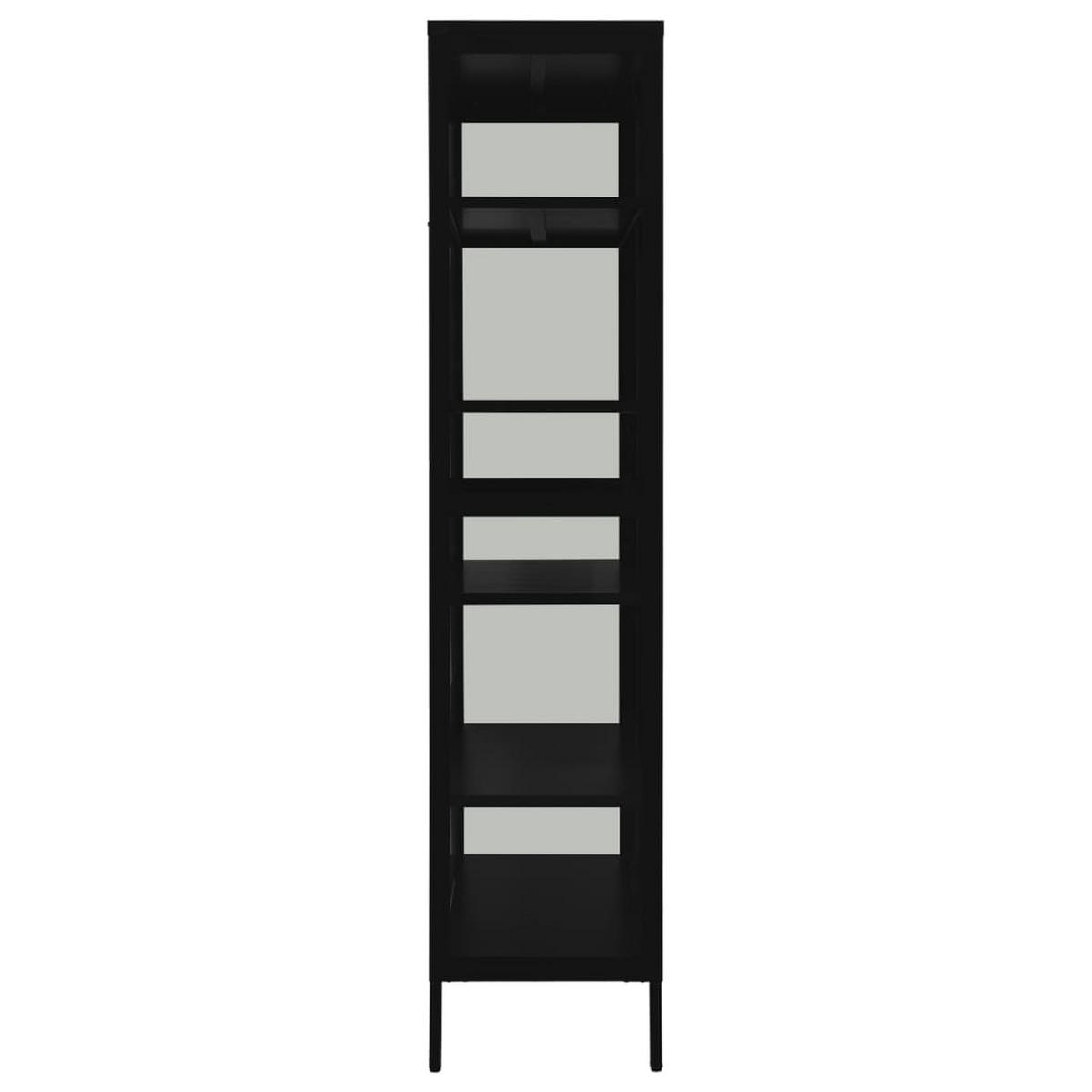 VITRINE Schwarz 90/40/180 Cm Stahl Und Gehärtetes Glas - Goldfarben/Schwarz, Glas/Metall (90/180/40cm) - vidaXL