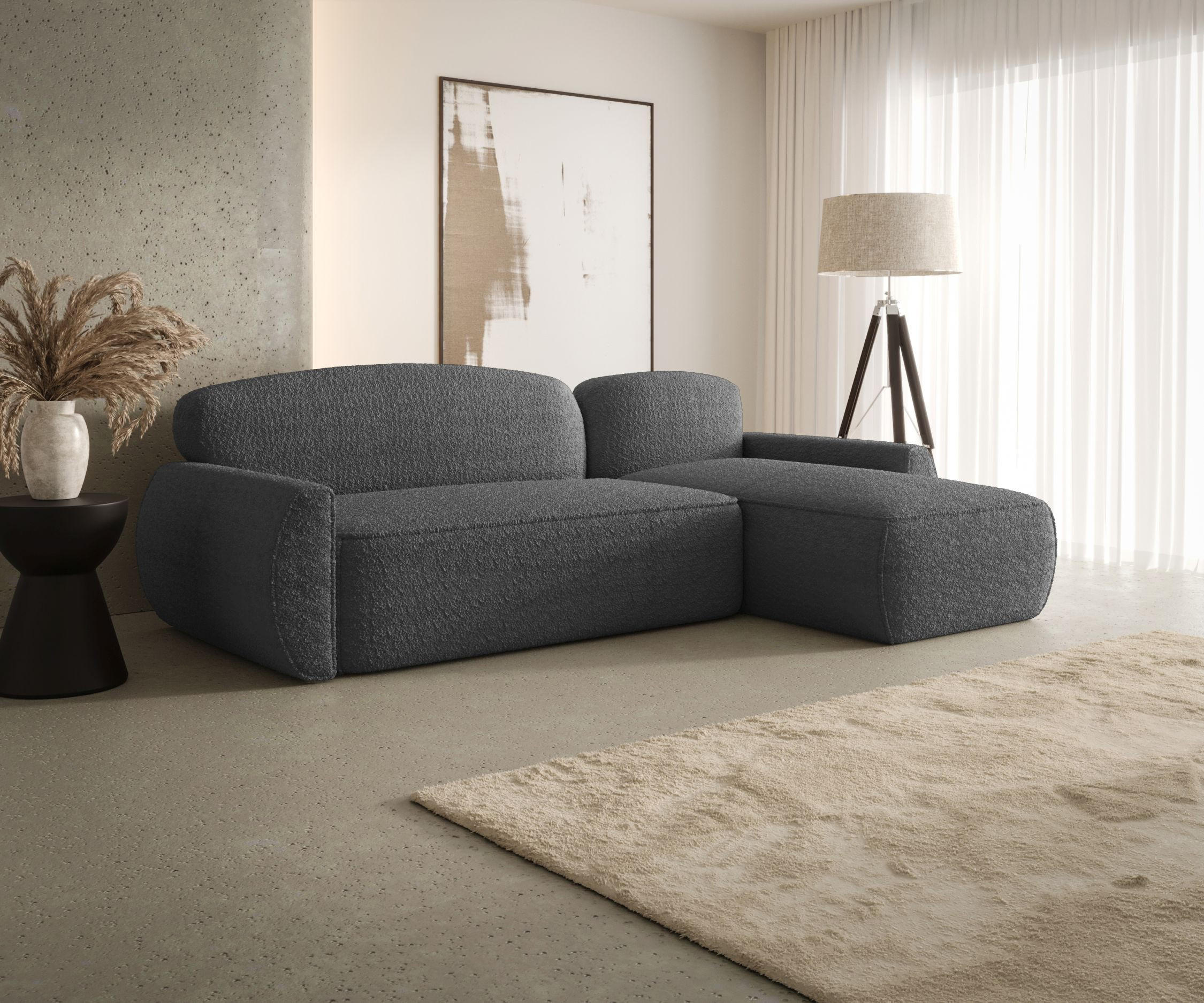ECKSOFA mit Schlaffunktion LUCAS Quelle 92 Rechts - Dunkelgrau, Textil (240/145cm) - Bedante
