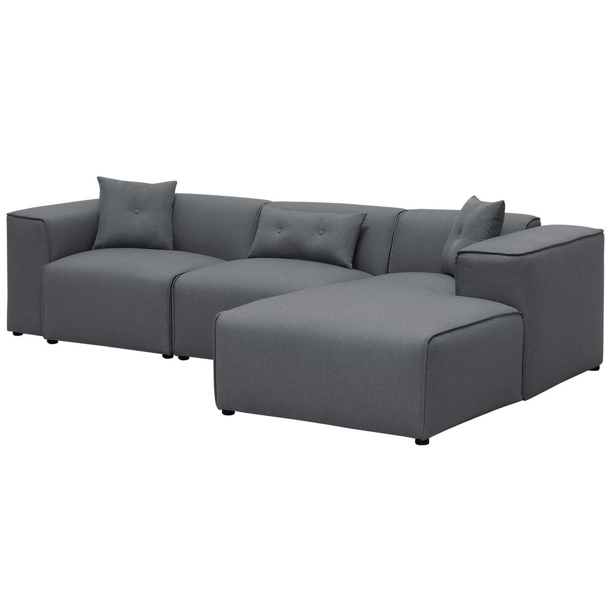 ECKSOFA Polsterbezug Dunkelgrau rechtsseitig Dolva - Dunkelgrau, Textil (294/170cm) - Beliani
