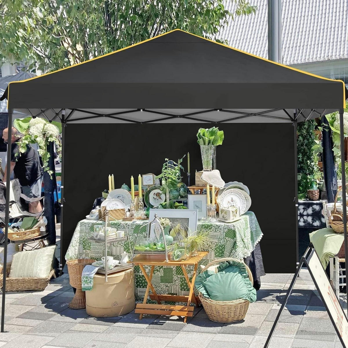 FALTPAVILLON 3x3 m mit 4 Seitenteilen Schwarz - Schwarz, Metall (300/320/300cm)