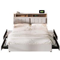 POLSTERBETT 140/200 cm Beige mit 4 Schubladen und USB-C Anschluss - Beige, Textil (140/200cm) - OKWISH