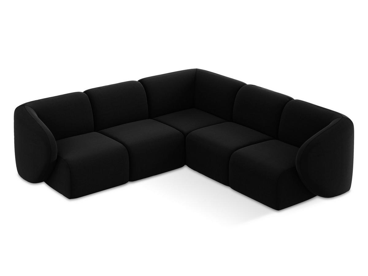 ECKSOFA Rechts Samt Stoff Blau - Schwarz/Hellblau, Holzwerkstoff/Kunststoff (248/166cm) - Makamii