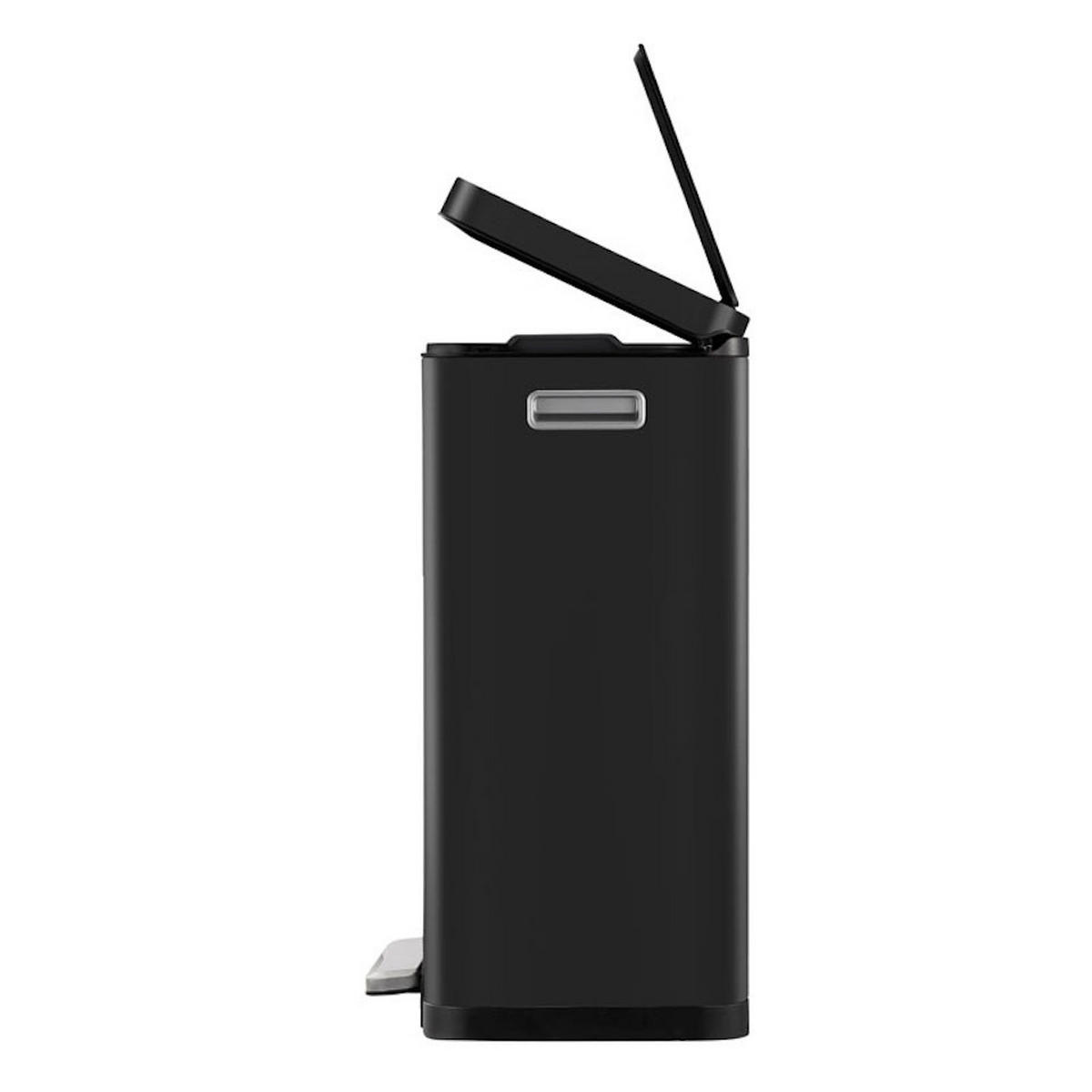 MÜLLEIMER Stilvoller Rechteckiger Mit Extra Breitem Pedal & Gedämpften Stay Open Deckel 65,2 x 43,3 x 33,4 cm 45 Liter Schwarz - Schwarz, Metall (43.3/65.2/33.4cm) - PROREGAL
