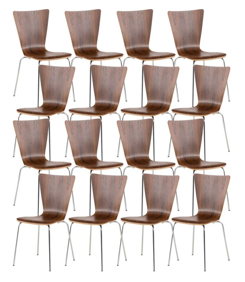 BESUCHERSTUHL 16er Set Holz walnuss - Walnussfarben, Holz/Metall (43/84/50cm) - CLP