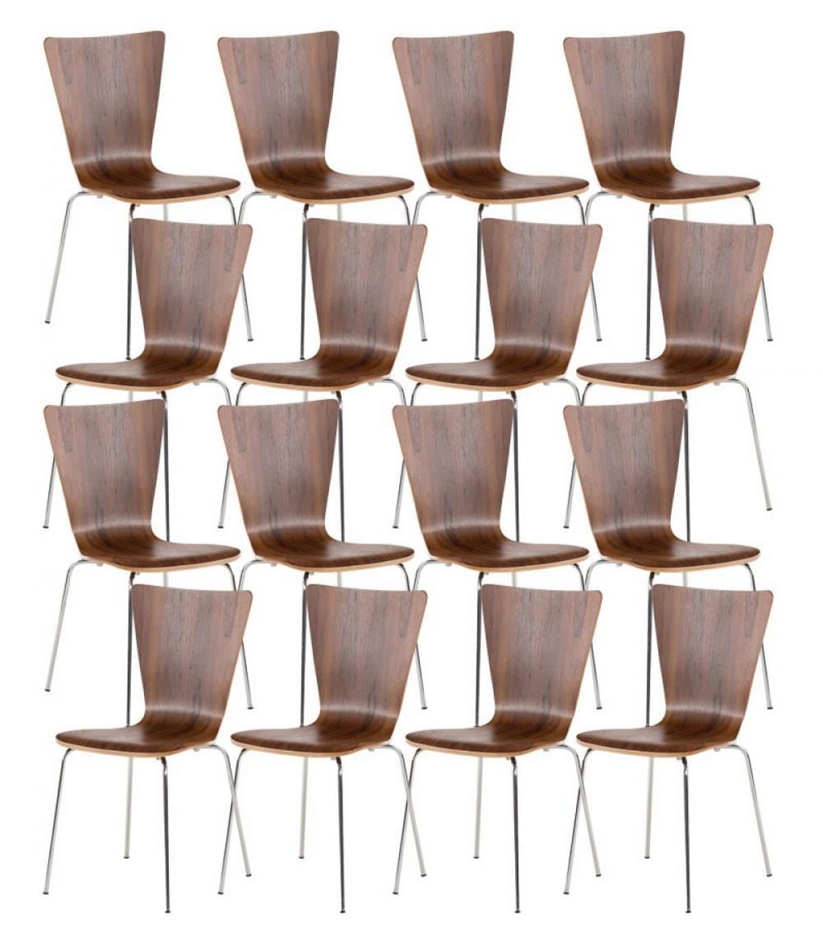 BESUCHERSTUHL 16er Set Holz walnuss - Walnussfarben, Holz/Metall (43/84/50cm) - CLP