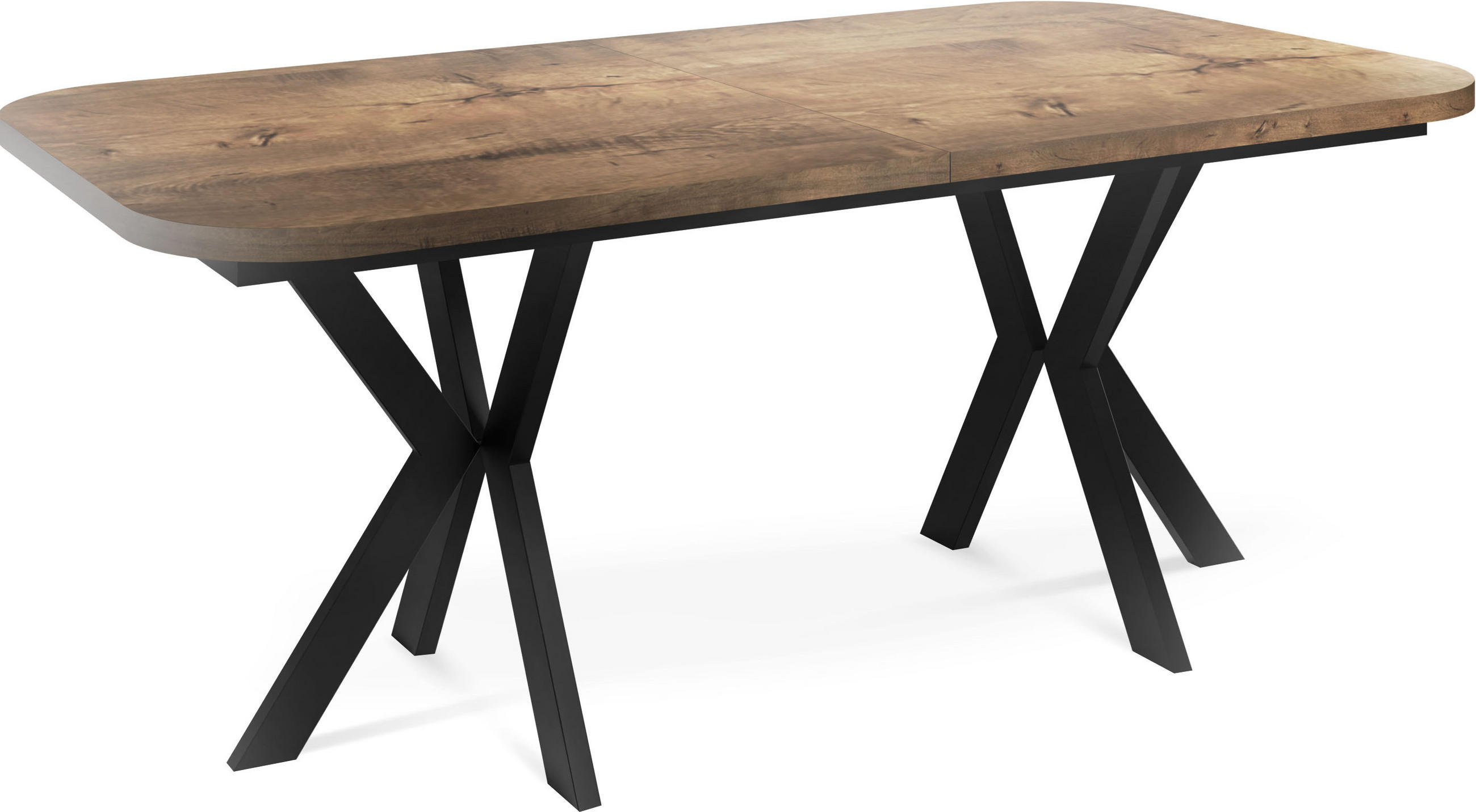 ESSTISCH Olivia ausziehbar rechteckig, Lefkas Eiche 200-280/100/76 - Alteiche/Schwarz, Holzwerkstoff/Metall (200/100/76cm) - WFL GROUP