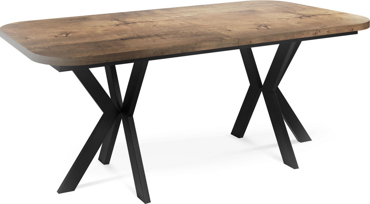 ESSTISCH Olivia ausziehbar rechteckig, Lefkas Eiche 200-280/100/76 - Alteiche/Schwarz, Holzwerkstoff/Metall (200/100/76cm) - WFL GROUP
