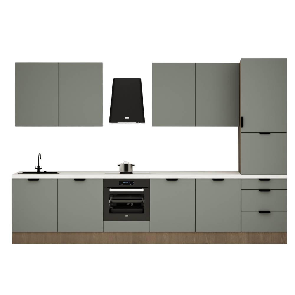KÜCHENZEILE 360 cm - Sorento KS8-M360 - in Grün / Dunkle Eiche - Eichefarben/Grün, Holz (360/247/52cm)