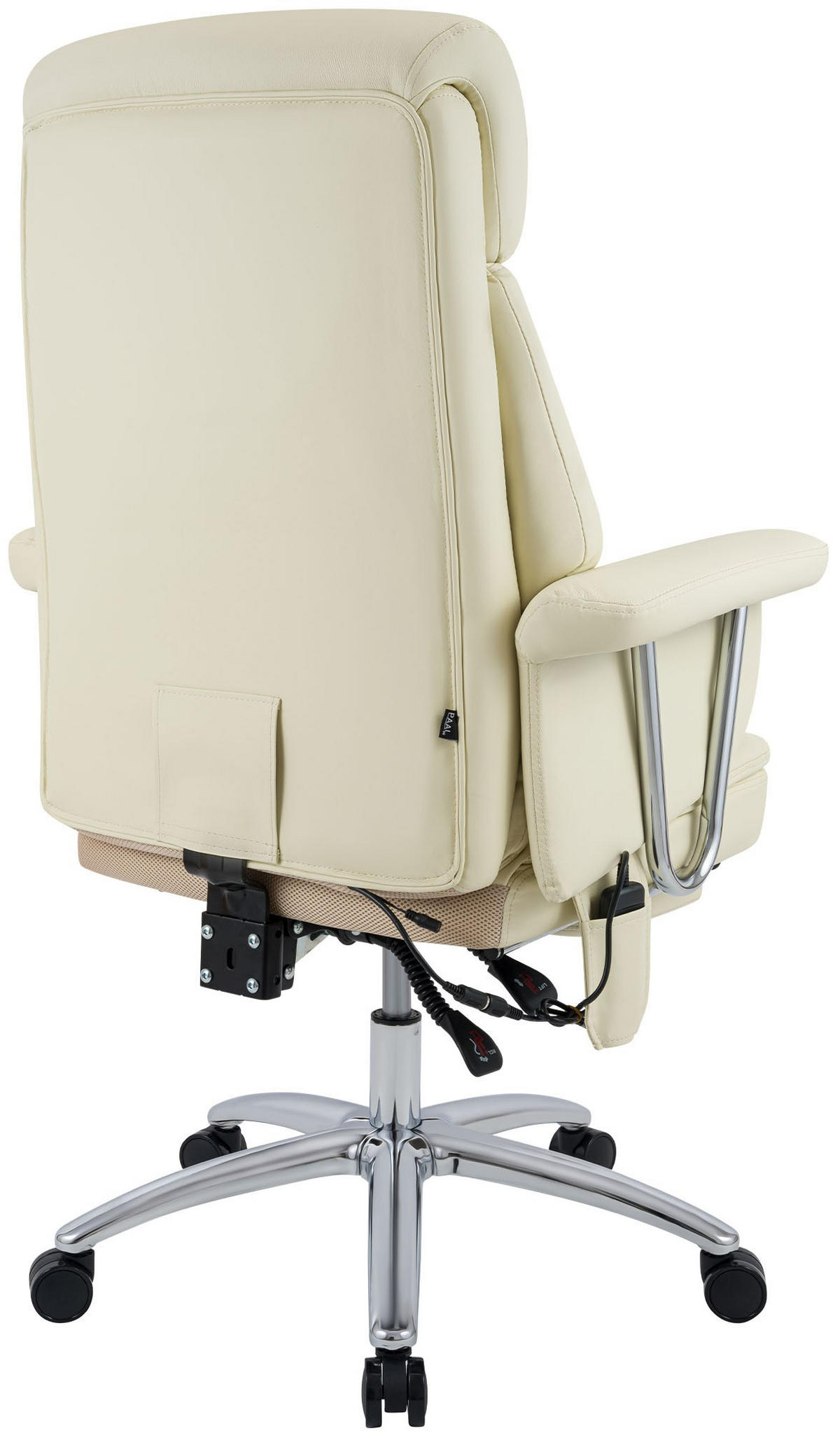 CHEFSESSEL Echtleder Creme - Chromfarben/Creme, Leder/Metall (78/114/66cm) - CLP