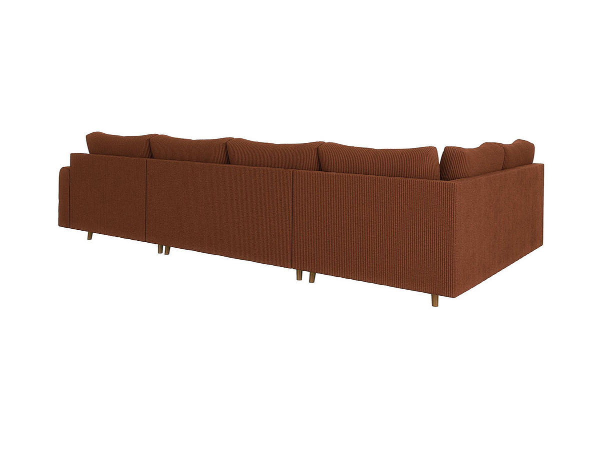 WOHNLANDSCHAFT Alma Terrakotta Cord - Ottomane rechts - Terra cotta/Braun, Holz/Textil (310/81/161cm) - S-Style Möbel