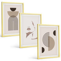BILDER SET 3er Set - 40x60 cm Goldrahmen - Abstrakte Formen und Gesicht - Goldfarben, Kunststoff (40/60cm) - TULUP