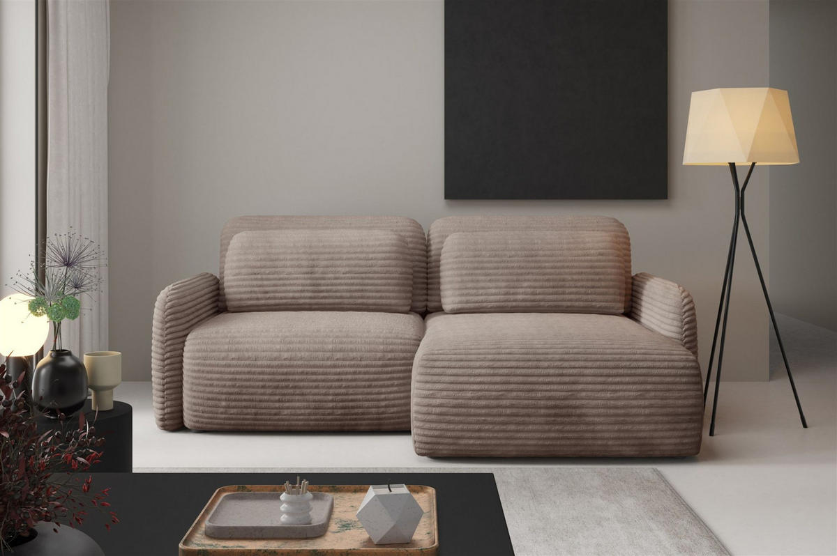 ECKSOFA Simone Mit Schlaffunktion - Braun, Holzwerkstoff/Textil (165/240cm) - Fun Möbel