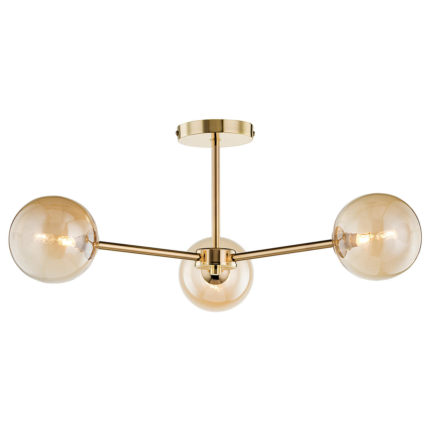 DECKENLEUCHTE - Metall, 3-flammig - Goldfarben, Metall (62/62/25cm) - home24