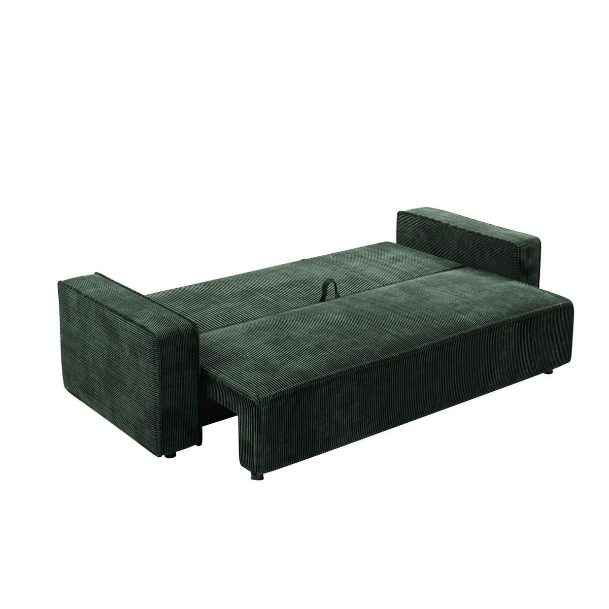 SCHLAFSOFA BRIK 3-Sitzer Cord Poso Tannengrün - Schlaffunktion DL & Bettkasten - Dunkelgrün, Textil (238/94/94cm) - Excellent Home