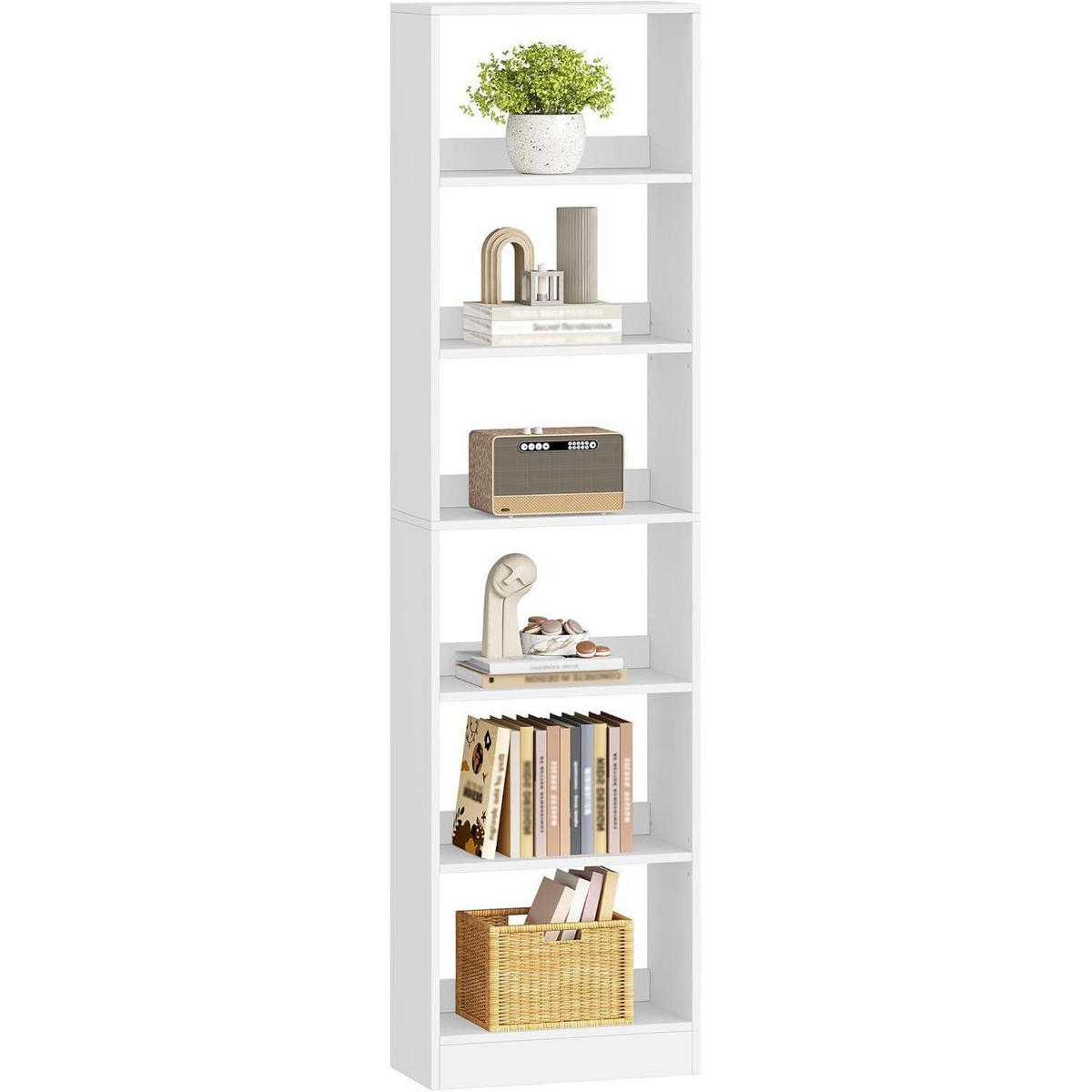 BÜCHERREGAL 6-stöckig Weiß 24 x 50 x 183 cm - Weiß, Holzwerkstoff (50/183/24cm)